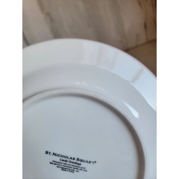 St Nicholas square Snowman plate stripped xmas kitchen - Picture 4 of 4